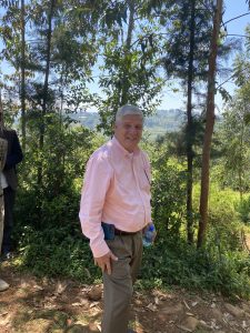 Apostle John making his way down and around the mountain to the church