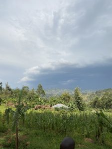 That storm cloud opened up on us just as our van made it to the top to the mountain road!