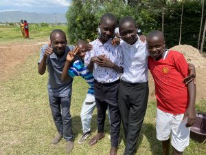 The children love to have their picture taken