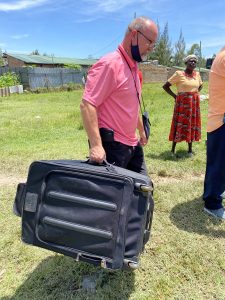 Delivering supplies to the orphanage